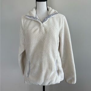 Cream Textured Fleece Pullover with Collar